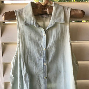 Sun Bleached Light Denim Shell Tank Button Up